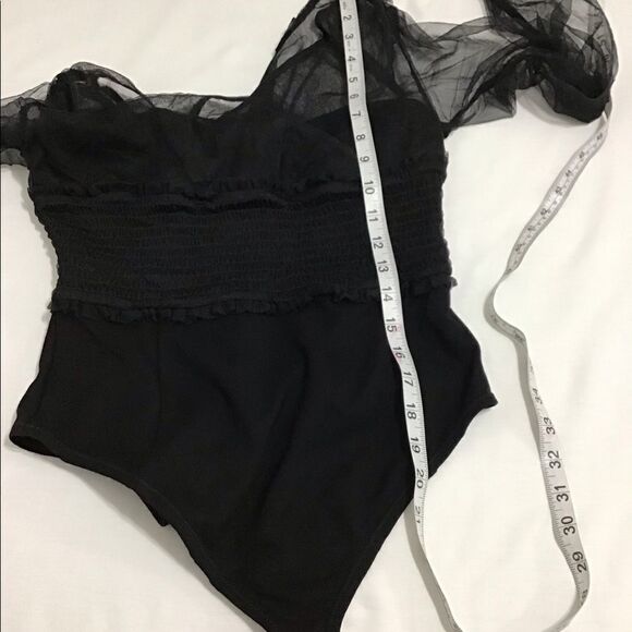 NBD Black Mesh Long Sleeve Bodysuit Sheer Mesh Corset Top Size Small - Picture 12 of 13